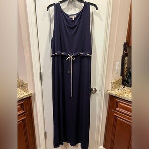Sleeveless Navy Maxi Dress with Rope Waist